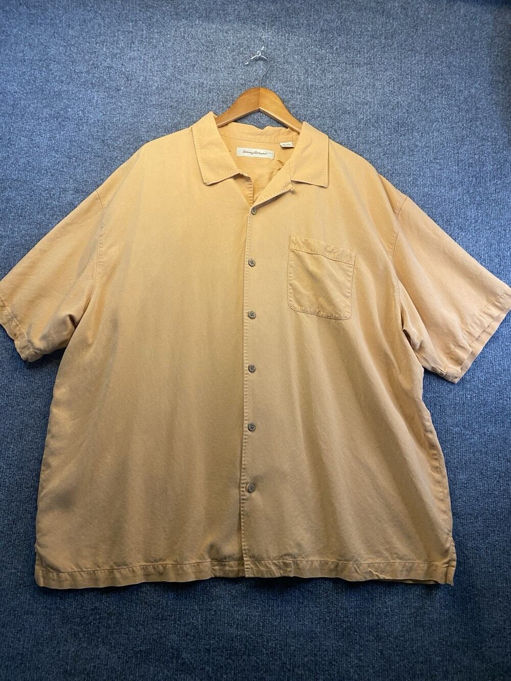 Tommy Bahama Orange Short Sleeve 100% Silk Button Up XXL